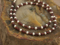Garnet & Pearl Bead Necklace